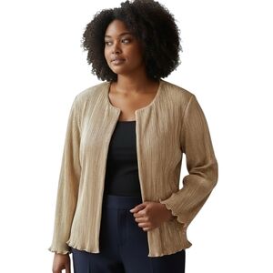 Patra Lightweight Crinkled Gold Open Front Jacket Size 22